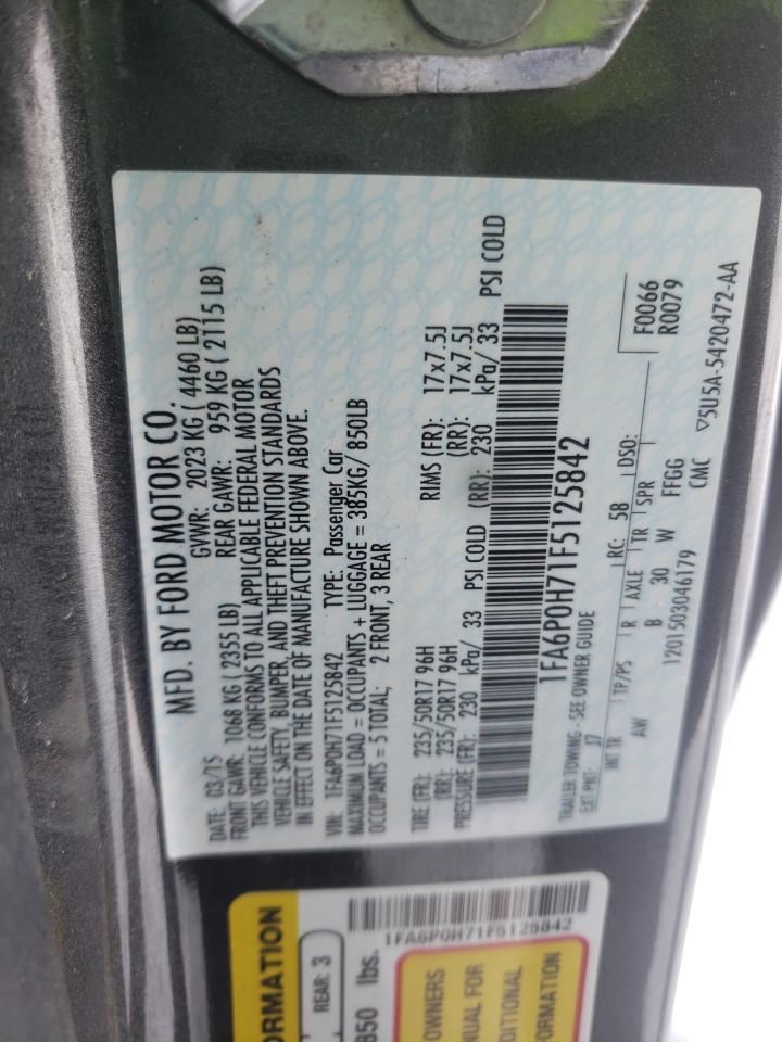 Photo 10 from auction – 2015 FORD FUSION SE with VIN 1FA6P0H71F5125842