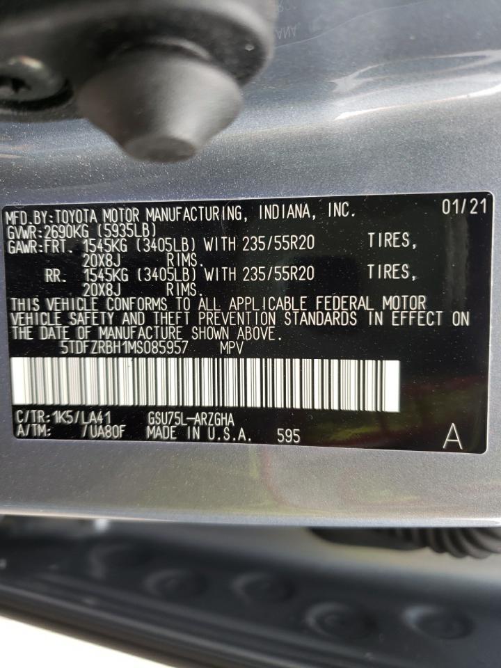Photo 10 from auction – 2021 TOYOTA HIGHLANDER with VIN 5TDFZRBH1MS085957