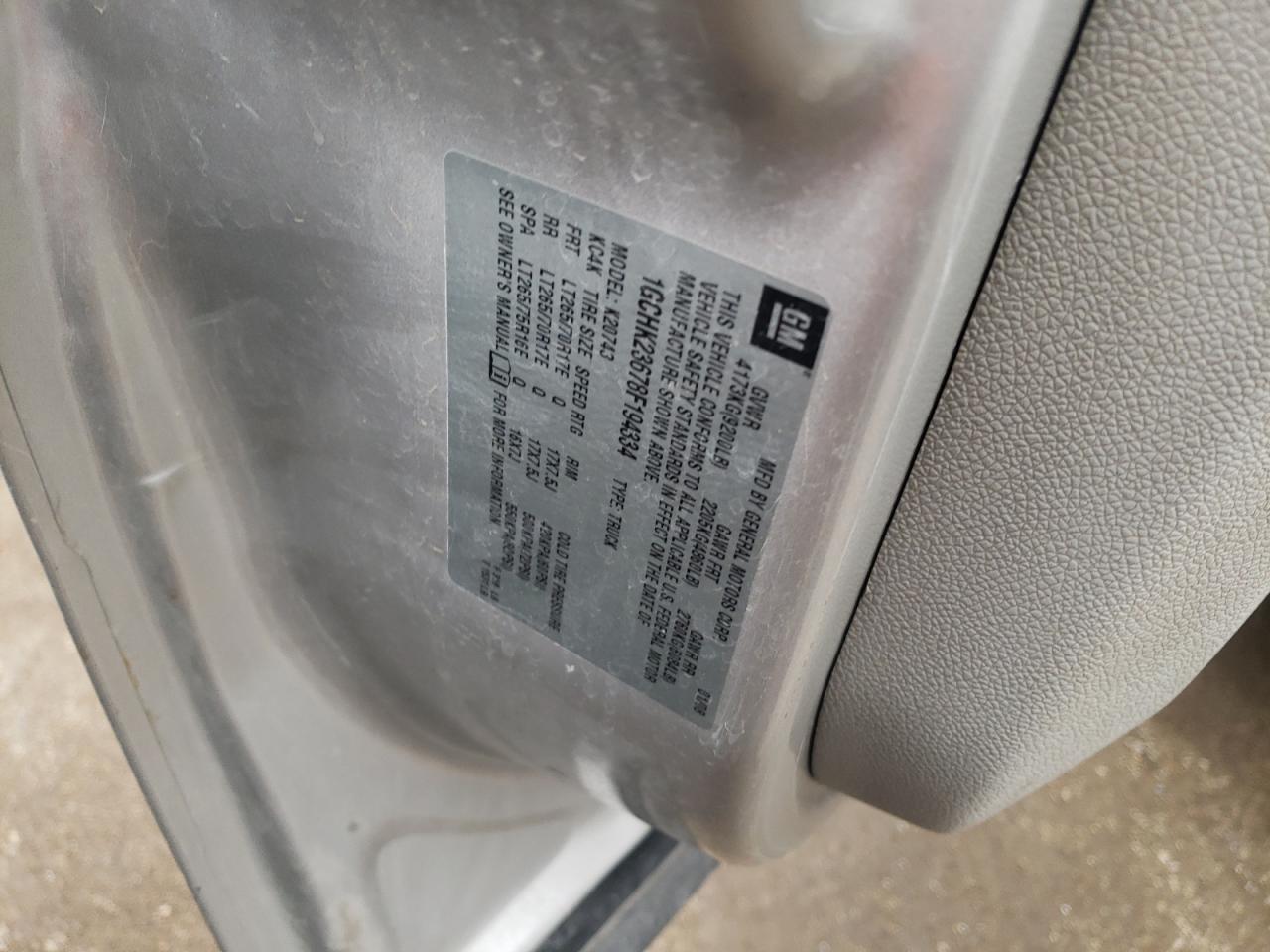 Zdjęcie 10 z aukcji – 2008 CHEVROLET SILVERADO z VIN 1GCHK23678F194334