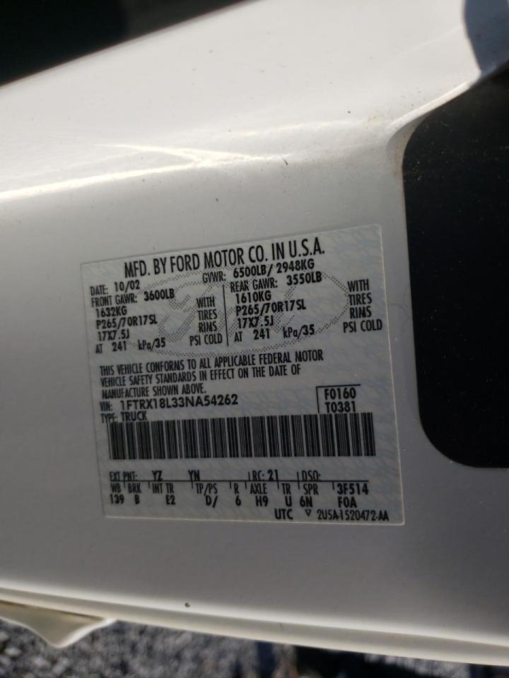Photo 10 from auction – 2003 FORD F150 with VIN 1FTRX18L33NA54262