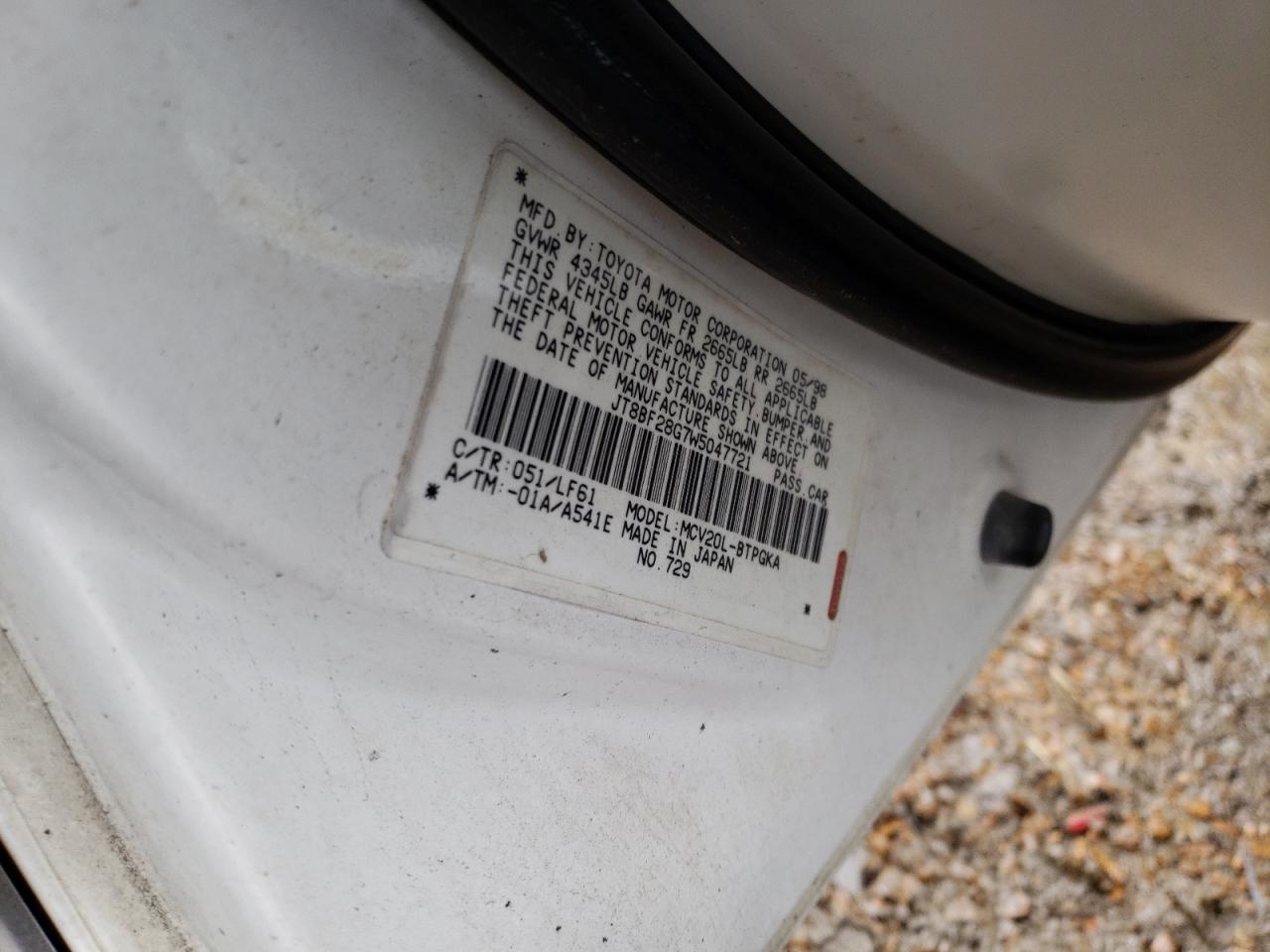Photo 10 from auction – 1998 LEXUS ES 300 with VIN JT8BF28G7W5047721