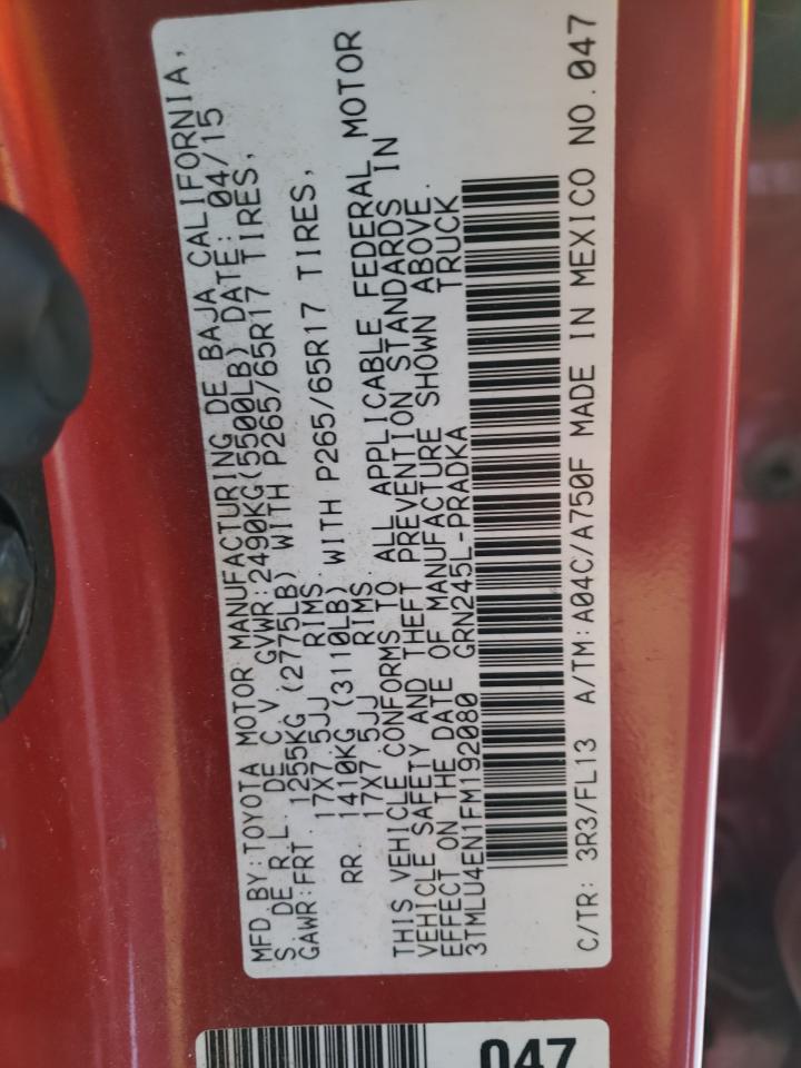 Photo 10 from auction – 2015 TOYOTA TACOMA DOU with VIN 3TMLU4EN1FM192080