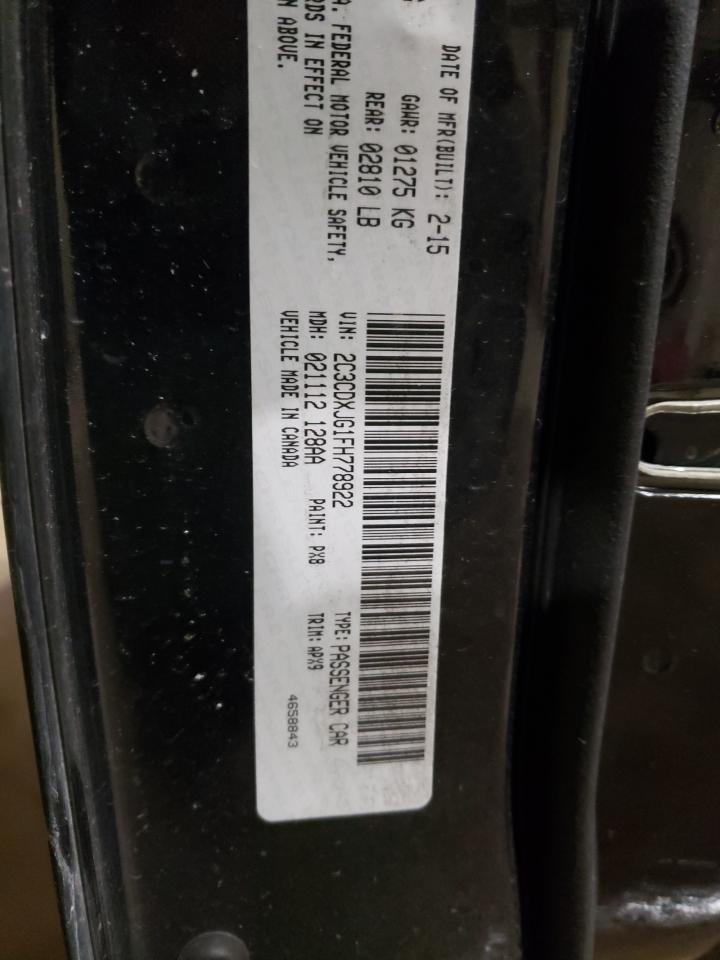 Photo 10 from auction – 2015 DODGE CHARGER SX with VIN 2C3CDXJG1FH778922