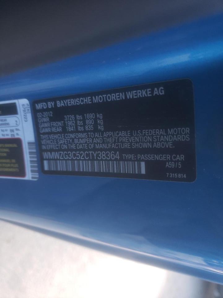 Photo 10 from auction – 2012 MINI COOPER S C with VIN WMWZG3C52CTY38364