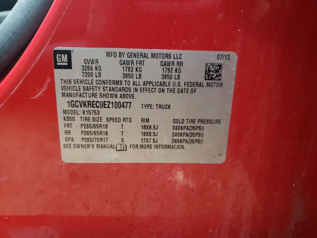 Photo 10 from auction – 2014 CHEVROLET SILVERADO with VIN 1GCVKREC9EZ100477