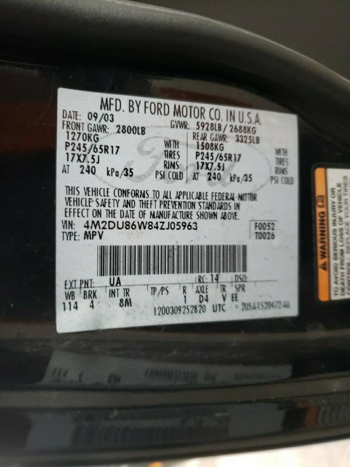 Photo 10 from auction – 2004 MERCURY MOUNTAINEE with VIN 4M2DU86W84ZJ05963