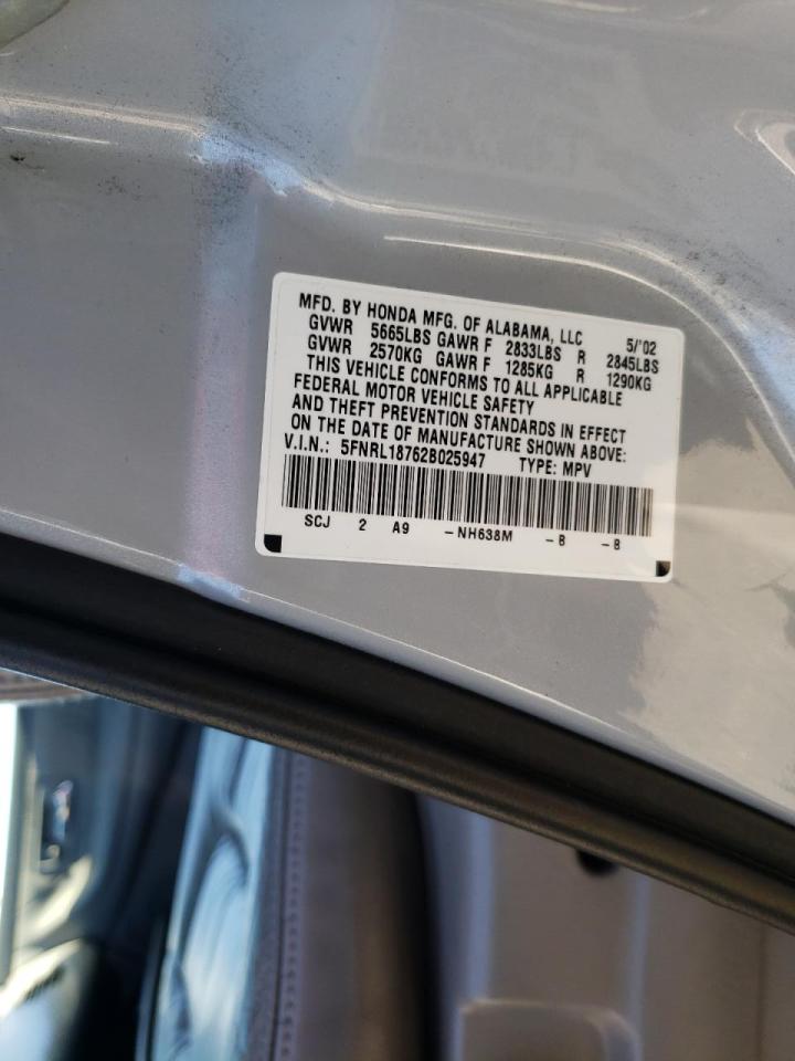 Photo 10 from auction – 2002 HONDA ODYSSEY EX with VIN 5FNRL18762B025947