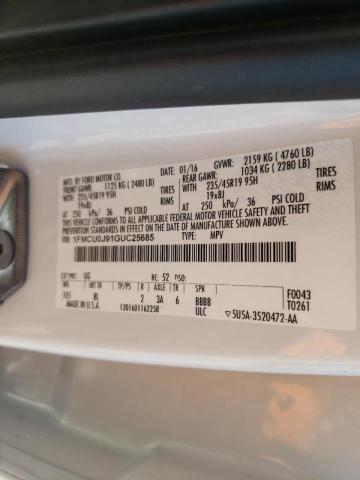 Photo 10 from auction – 2016 FORD ESCAPE TIT with VIN 1FMCU0J91GUC25685