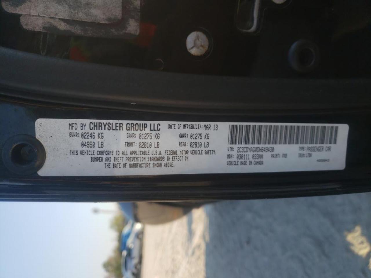 Photo 10 from auction – 2013 DODGE CHALLENGER with VIN 2C3CDYAG0DH649430