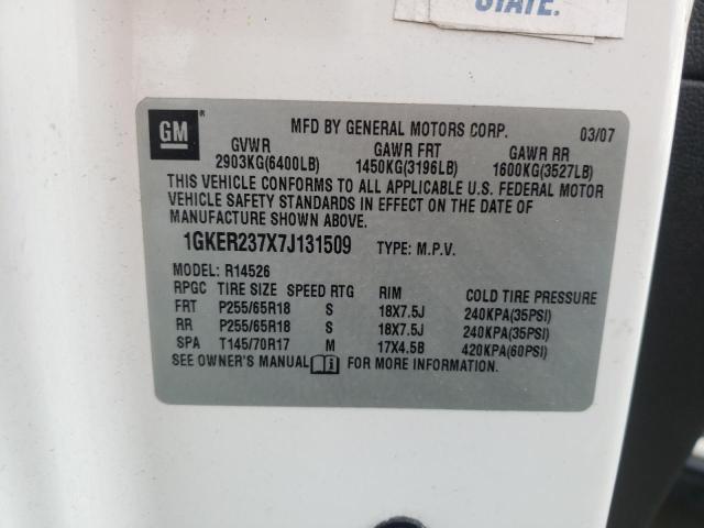 Photo 10 from auction – 2007 GMC ACADIA SLT with VIN 1GKER237X7J131509