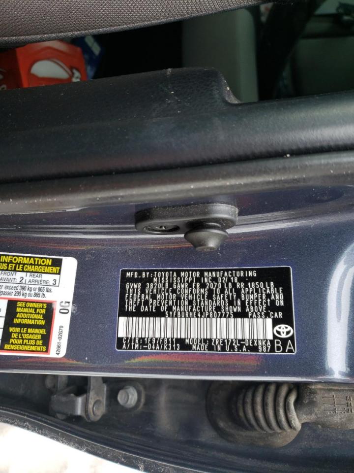 Photo 10 from auction – 2018 TOYOTA COROLLA L with VIN 5YFBURHE4JP807775
