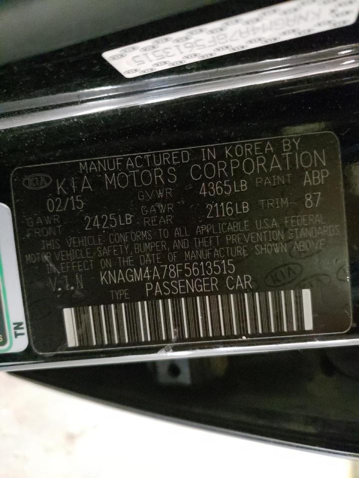 Photo 10 from auction – 2015 KIA OPTIMA LX with VIN KNAGM4A78F5613515