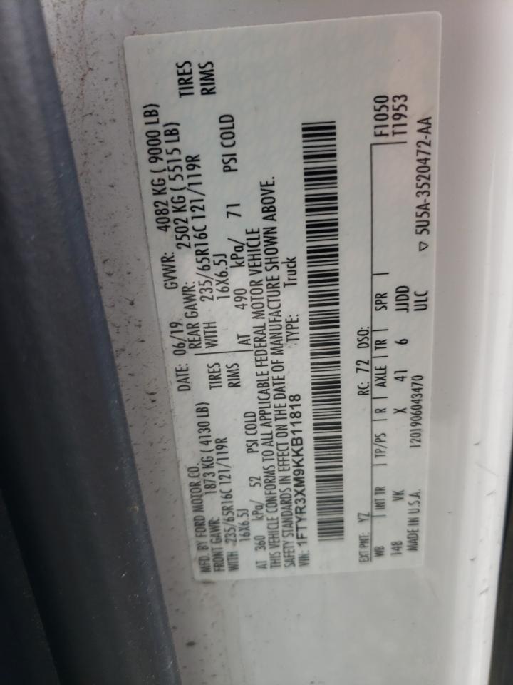 Photo 10 from auction – 2019 FORD TRANSIT T- with VIN 1FTYR3XM9KKB11818
