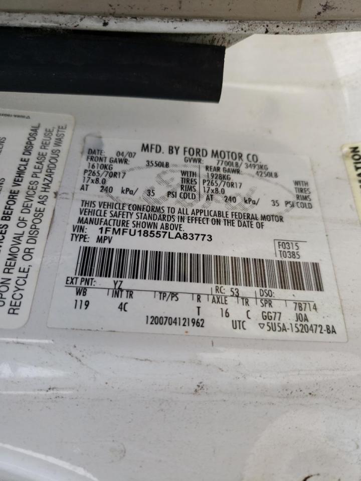 Photo 10 from auction – 2007 FORD EXPEDITION with VIN 1FMFU18557LA83773