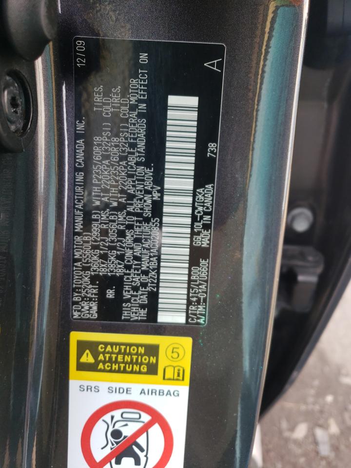 Photo 10 from auction – 2010 LEXUS RX 350 with VIN 2T2ZK1BA1AC020855