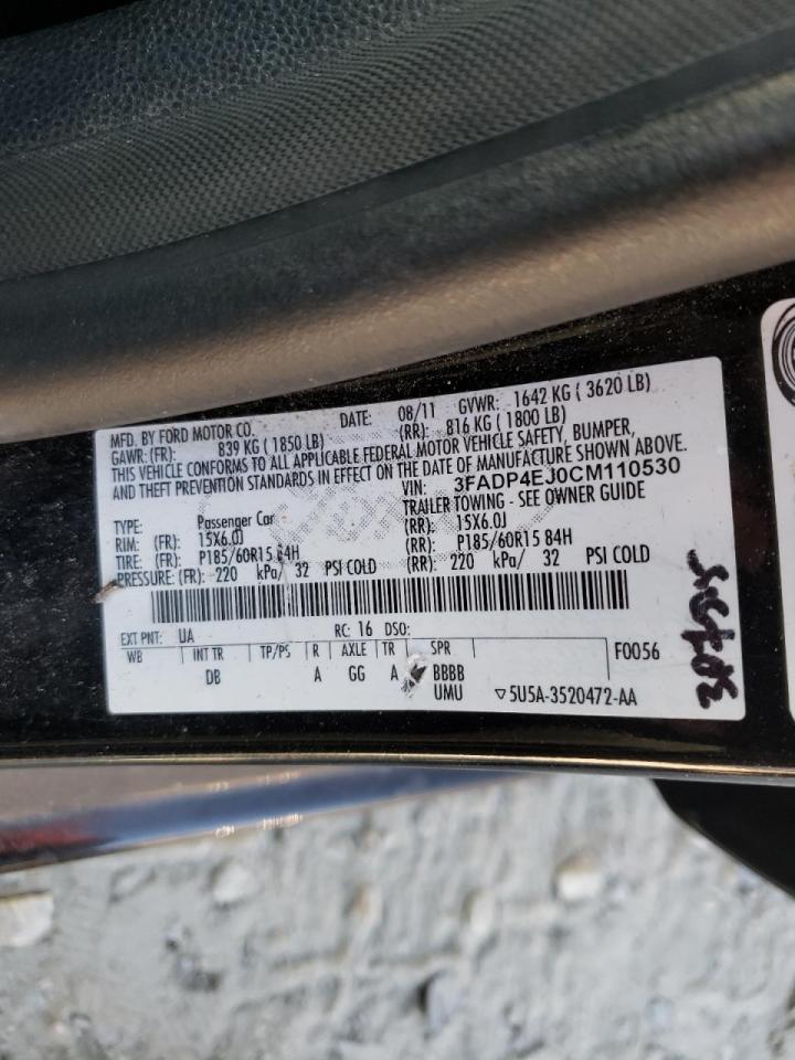 Photo 10 from auction – 2012 FORD FIESTA SE with VIN 3FADP4EJ0CM110530
