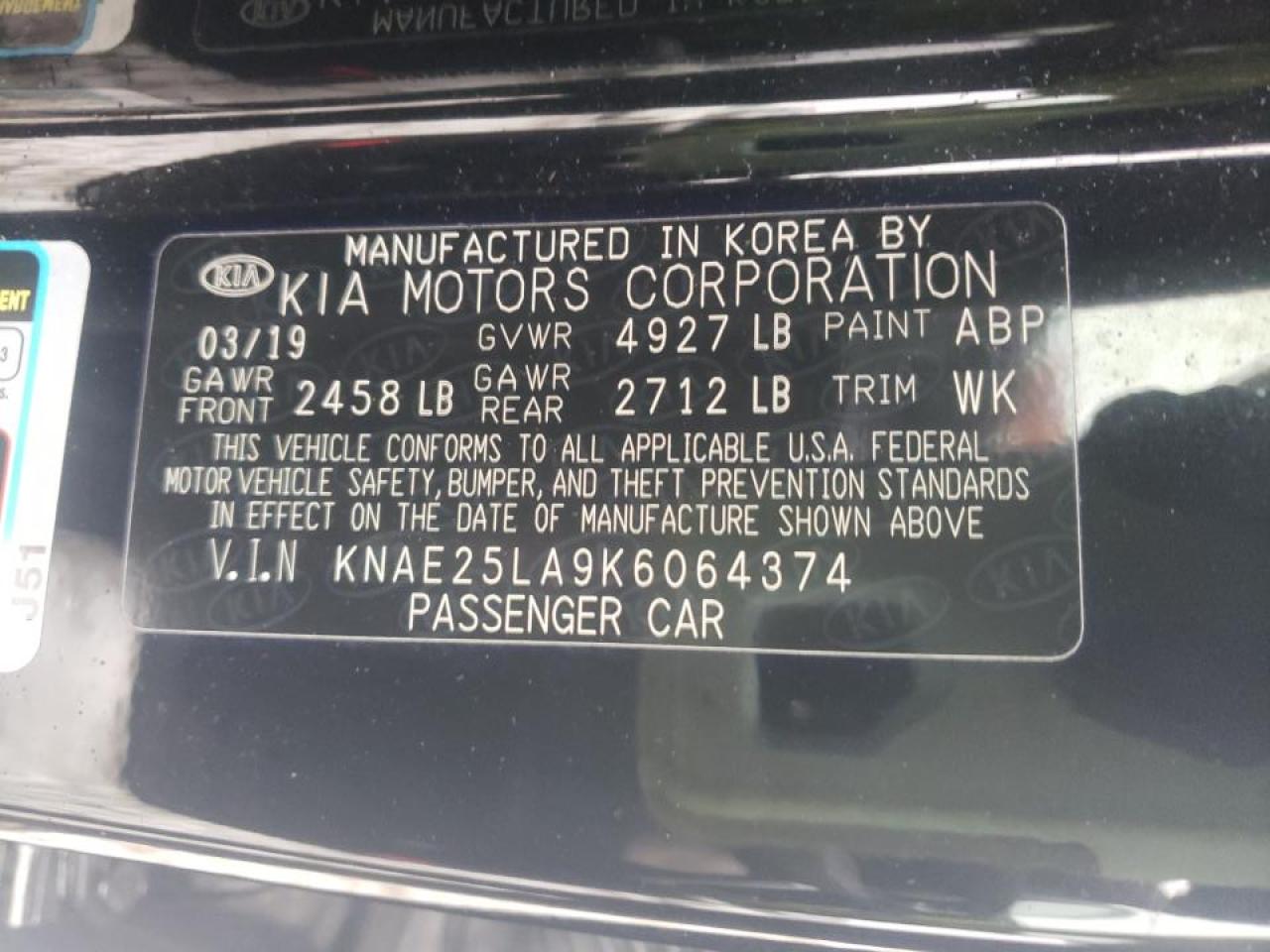 Photo 10 from auction – 2019 KIA STINGER PR with VIN KNAE25LA9K6064374