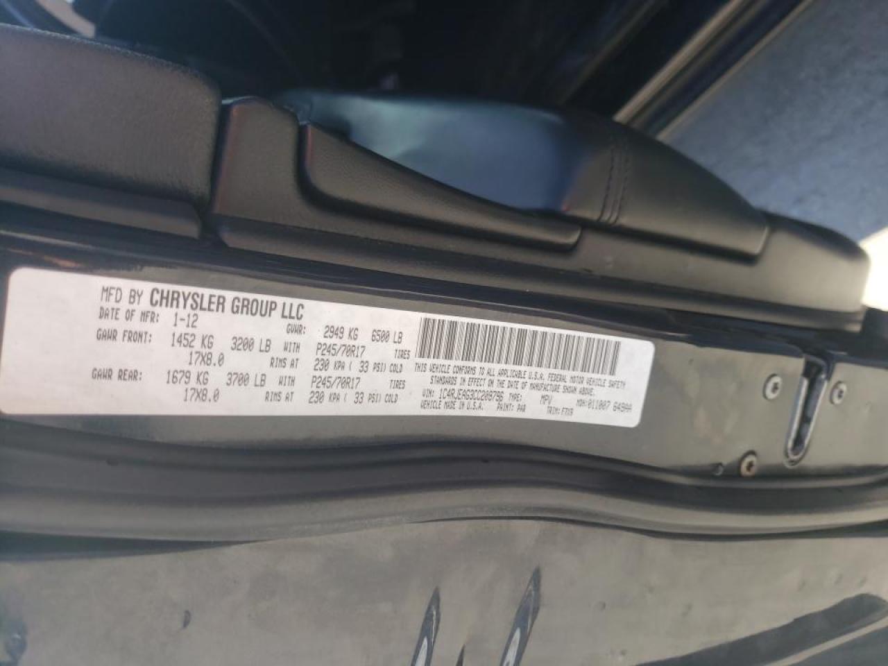 Photo 10 from auction – 2012 JEEP GRAND CHER with VIN 1C4RJEAG3CC209796