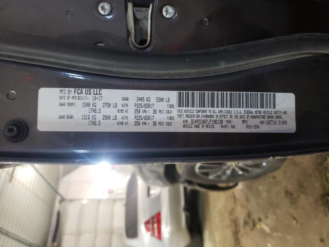 Photo 10 from auction – 2018 DODGE JOURNEY SE with VIN 3C4PDCAB7JT196138