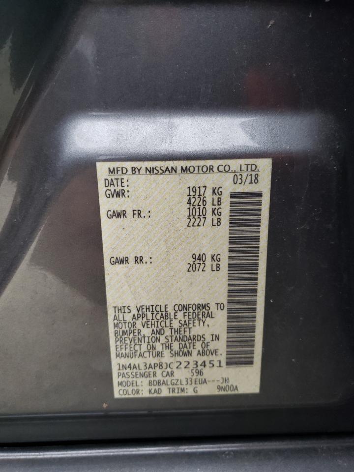 Photo 10 from auction – 2018 NISSAN ALTIMA 2.5 with VIN 1N4AL3AP8JC223451