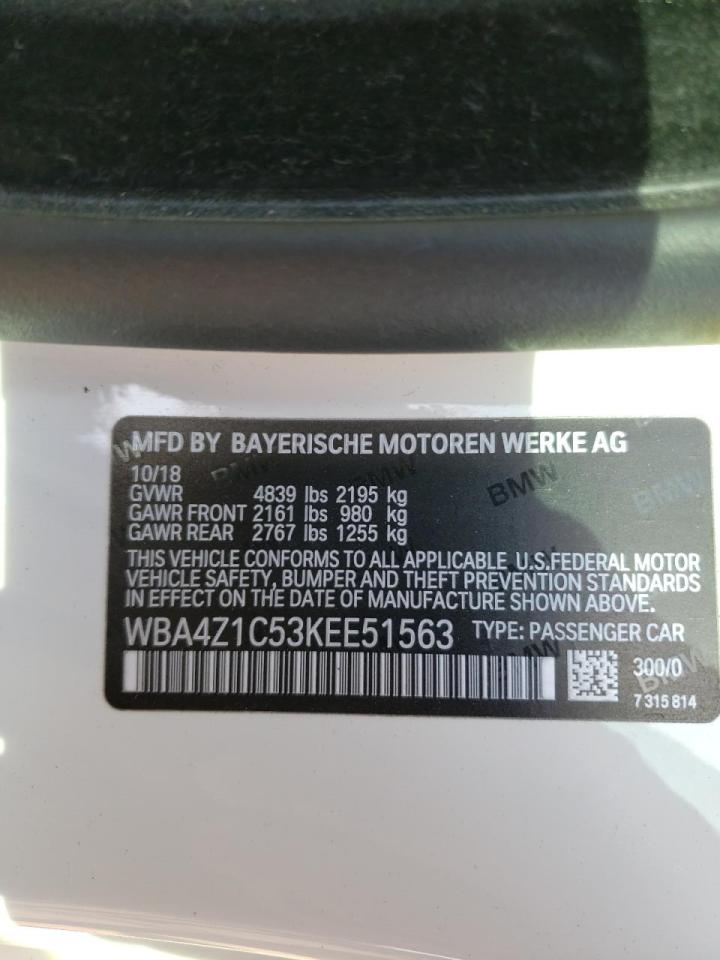 Photo 10 from auction – 2019 BMW 430I with VIN WBA4Z1C53KEE51563
