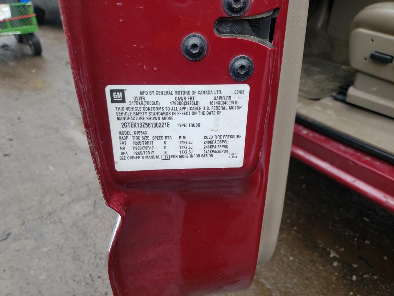 Photo 10 from auction – 2006 GMC NEW SIERRA with VIN 2GTEK13Z561302218