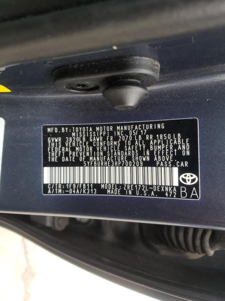 Photo 10 from auction – 2017 TOYOTA COROLLA L with VIN 5YFBURHE3HP700209
