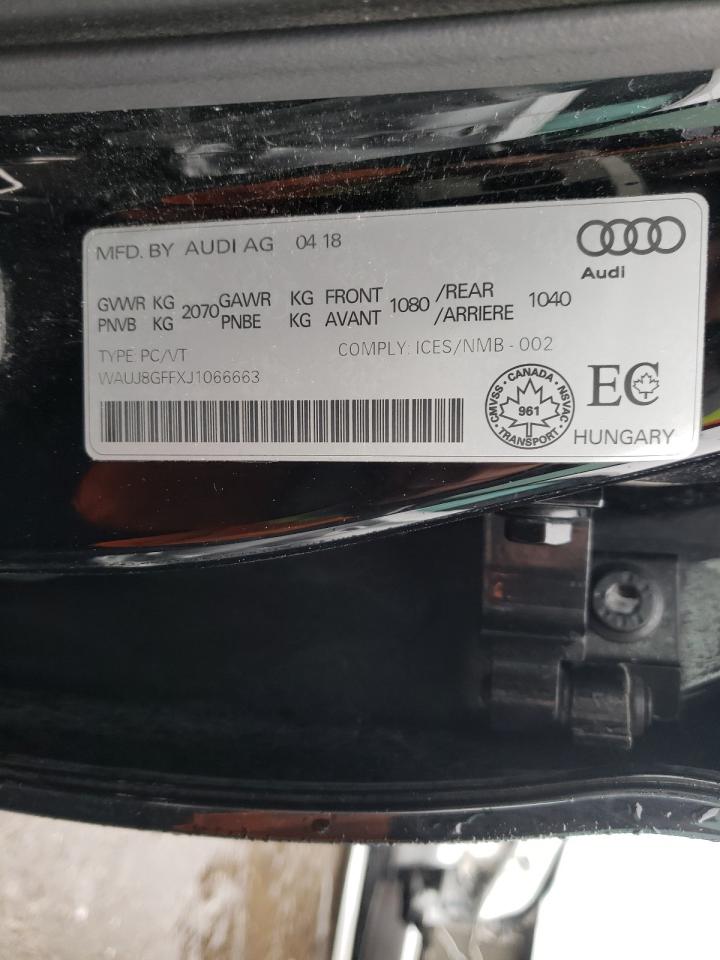 Photo 10 from auction – 2018 AUDI A3 PREMIUM with VIN WAUJ8GFFXJ1066663