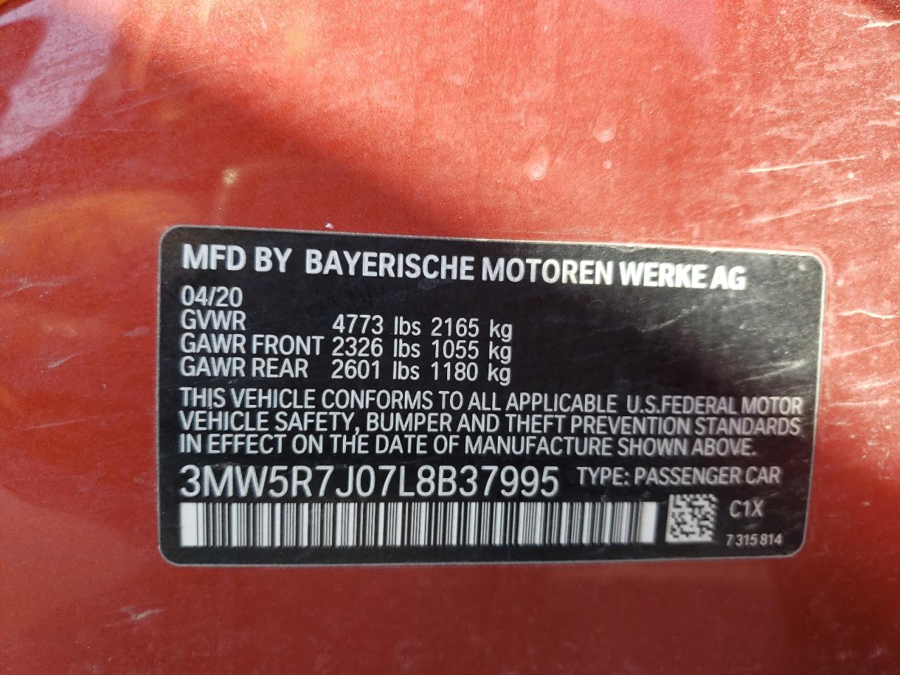 Photo 10 from auction – 2020 BMW 330XI with VIN 3MW5R7J07L8B37995
