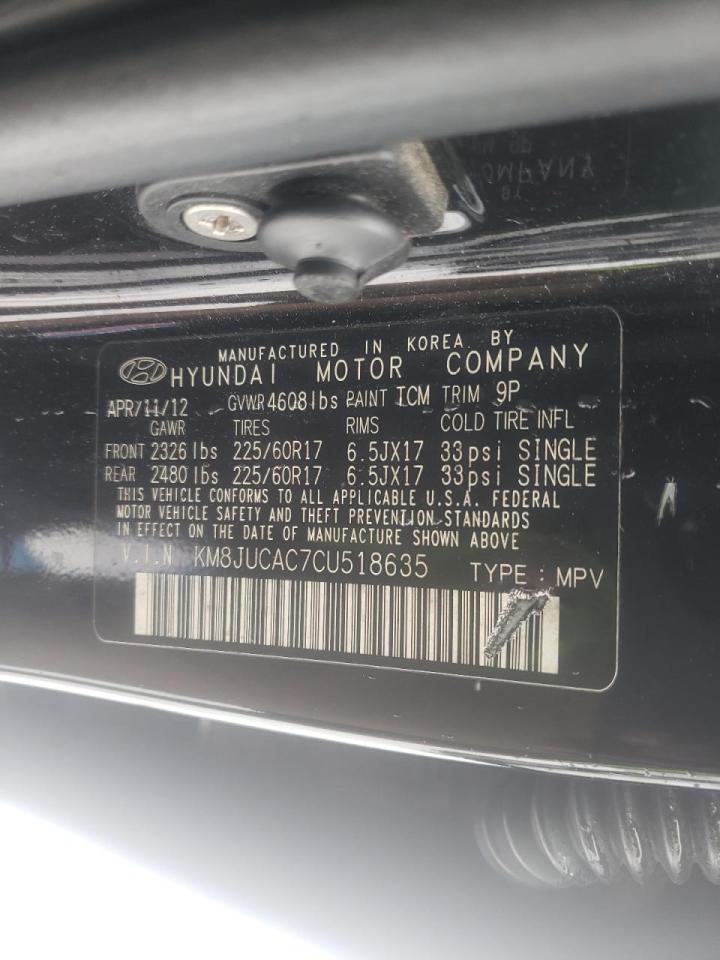 Photo 10 from auction – 2012 HYUNDAI TUCSON GLS with VIN KM8JUCAC7CU518635