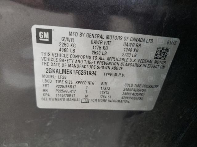 Photo 10 from auction – 2015 GMC TERRAIN SL with VIN 2GKALMEK1F6261994