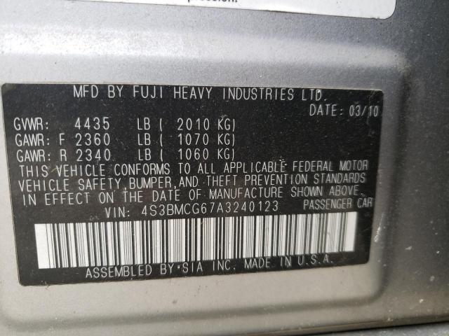 Photo 10 from auction – 2010 SUBARU LEGACY 2.5 with VIN 4S3BMCG67A3240123
