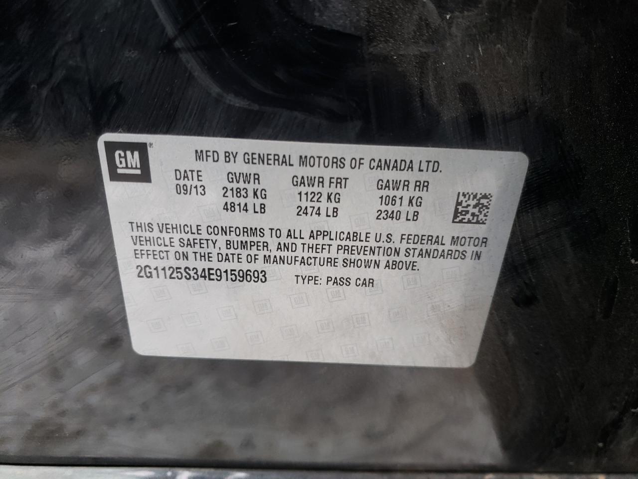 Photo 10 from auction – 2014 CHEVROLET IMPALA LT with VIN 2G1125S34E9159693