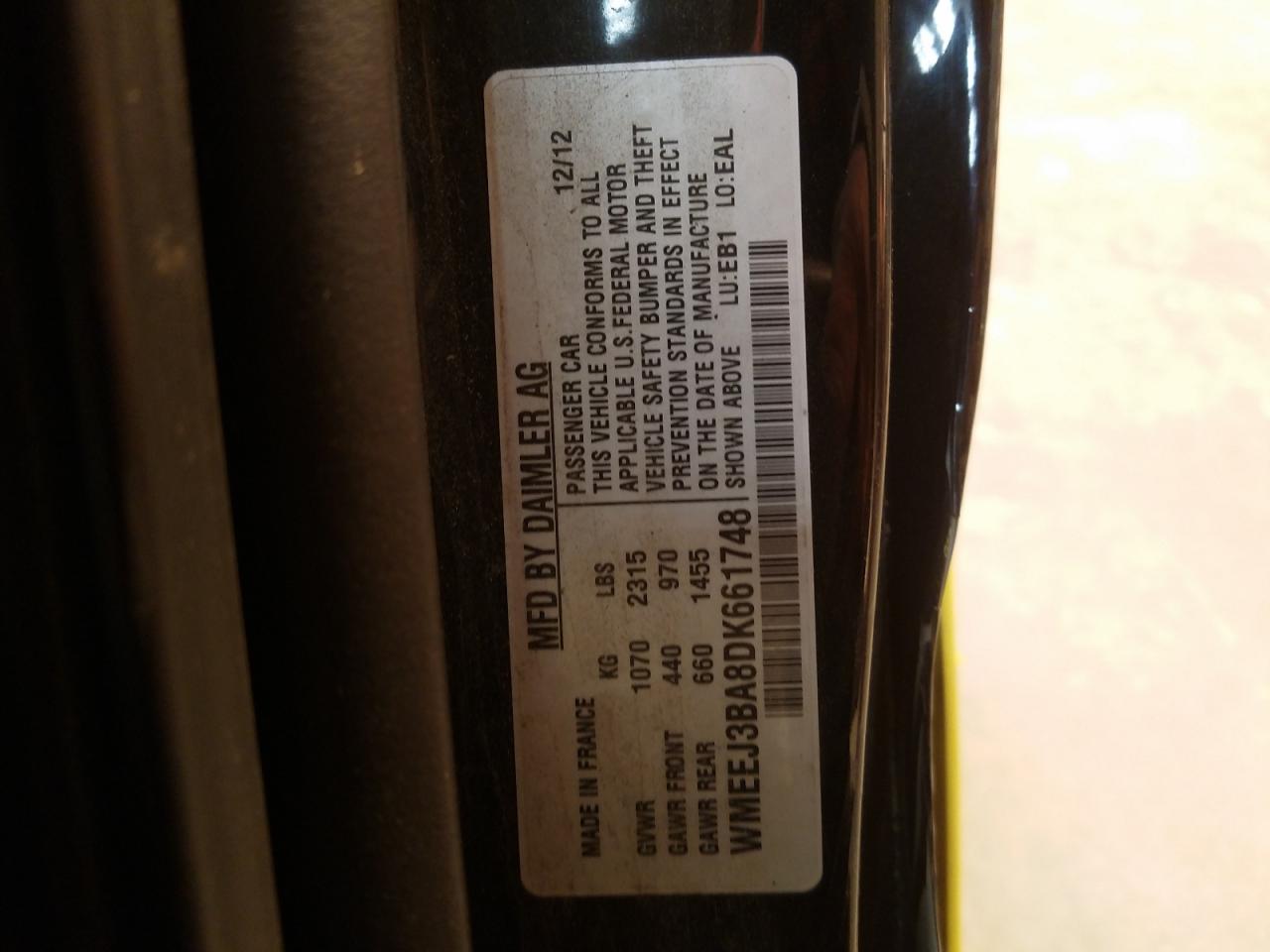 Photo 10 from auction – 2013 SMART FORTWO PUR with VIN WMEEJ3BA8DK661748