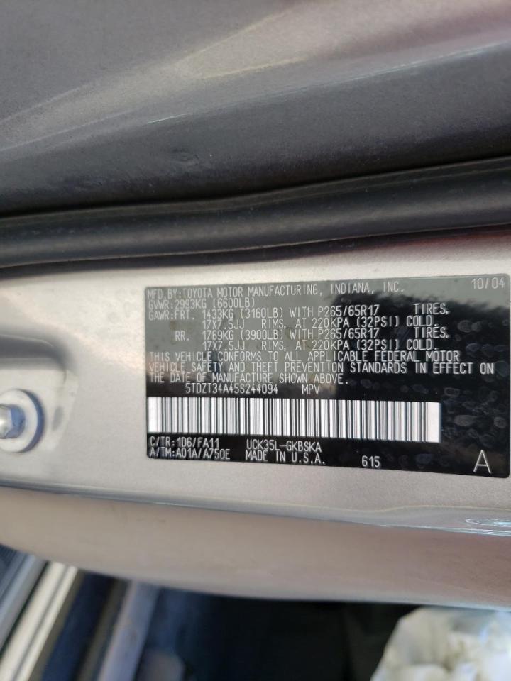 Photo 10 from auction – 2005 TOYOTA SEQUOIA SR with VIN 5TDZT34A45S244094