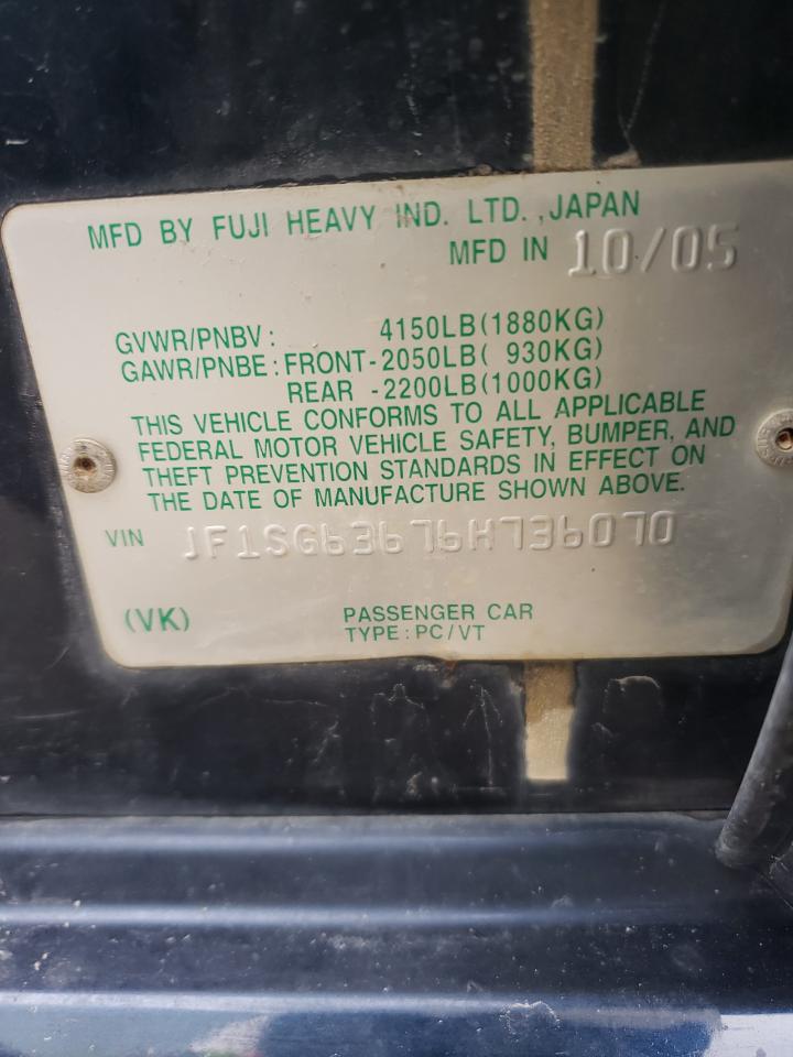 Photo 10 from auction – 2006 SUBARU FORESTER 2 with VIN JF1SG63676H736070