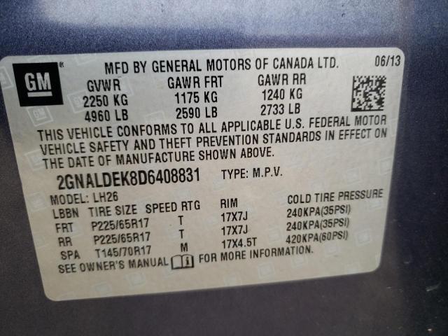 Photo 10 from auction – 2013 CHEVROLET EQUINOX LT with VIN 2GNALDEK8D6408831