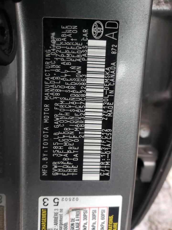 Photo 10 from auction – 2007 TOYOTA COROLLA CE with VIN 2T1BR32E57C832863
