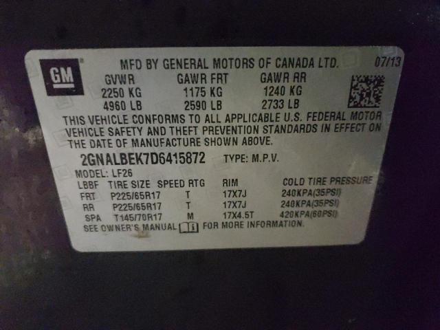 Photo 10 from auction – 2013 CHEVROLET EQUINOX LS with VIN 2GNALBEK7D6415872
