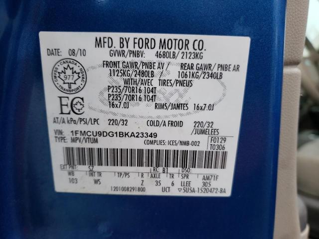 Photo 10 from auction – 2011 FORD ESCAPE XLT with VIN 1FMCU9DG1BKA23349