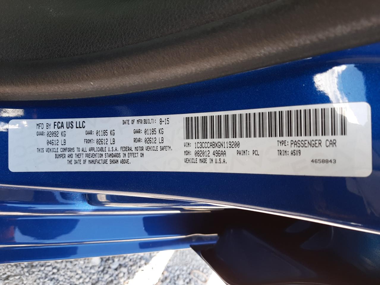 Photo 10 from auction – 2016 CHRYSLER 200 LIMITE with VIN 1C3CCCABXGN119200