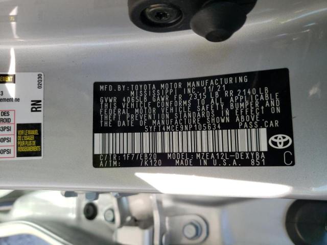 Photo 10 from auction – 2022 TOYOTA COROLLA XS with VIN 5YFT4MCE9NP105634