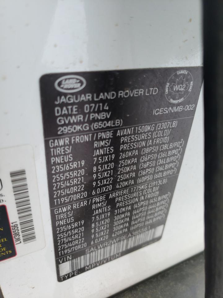Photo 10 from auction – 2014 LAND ROVER RANGE ROVE with VIN SALWR2WF9EA385561
