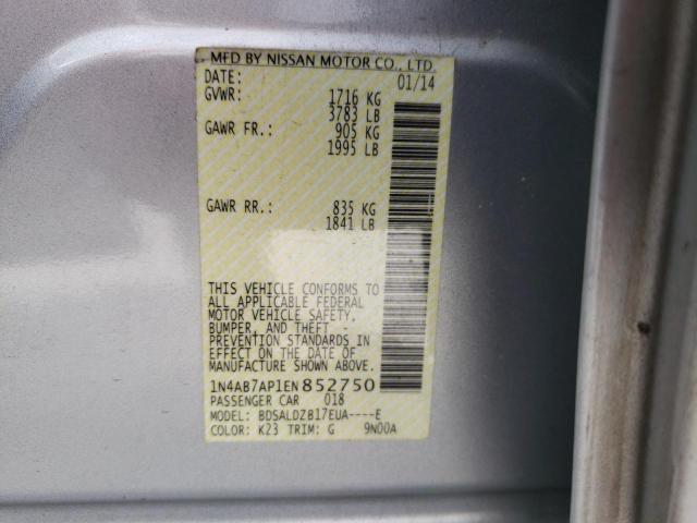 Photo 10 from auction – 2014 NISSAN SENTRA S with VIN 1N4AB7AP1EN852750