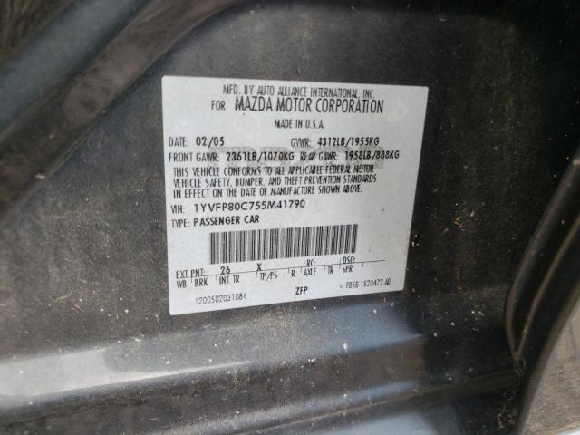 Фото 10 с аукциона – 2005 MAZDA 6 I с VIN 1YVFP80C755M41790
