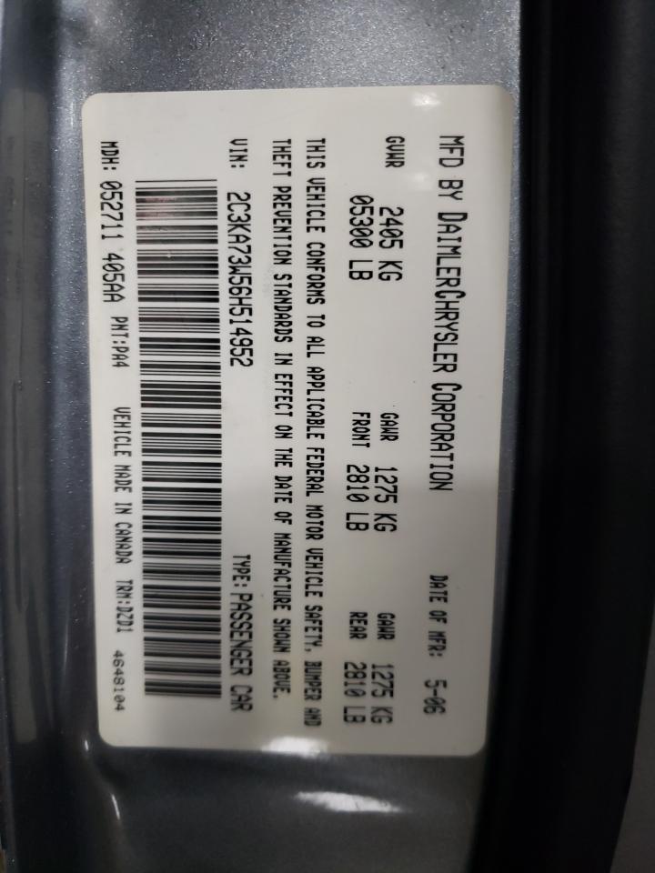 Photo 10 from auction – 2006 CHRYSLER 300C SRT-8 with VIN 2C3KA73W56H514952