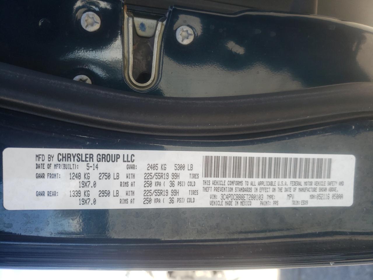 Фото 10 с аукциона – 2014 DODGE JOURNEY SX с VIN 3C4PDCBB8ET280103