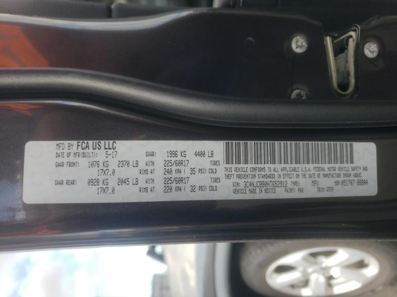 Photo 10 from auction – 2017 JEEP COMPASS LA with VIN 3C4NJCBB0HT652912