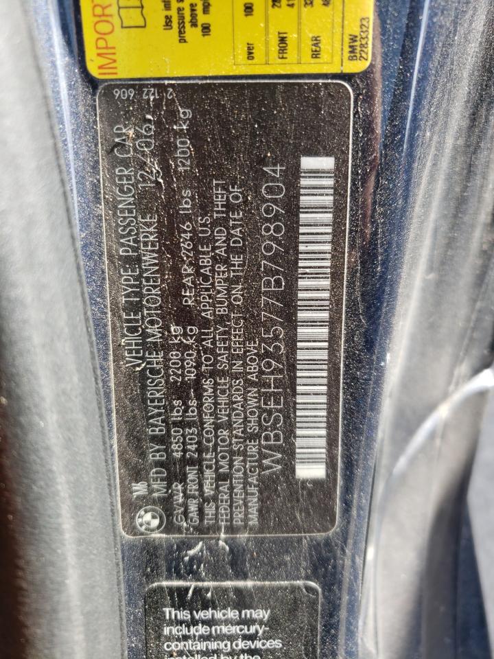 Photo 10 from auction – 2007 BMW M6 with VIN WBSEH93577B798904