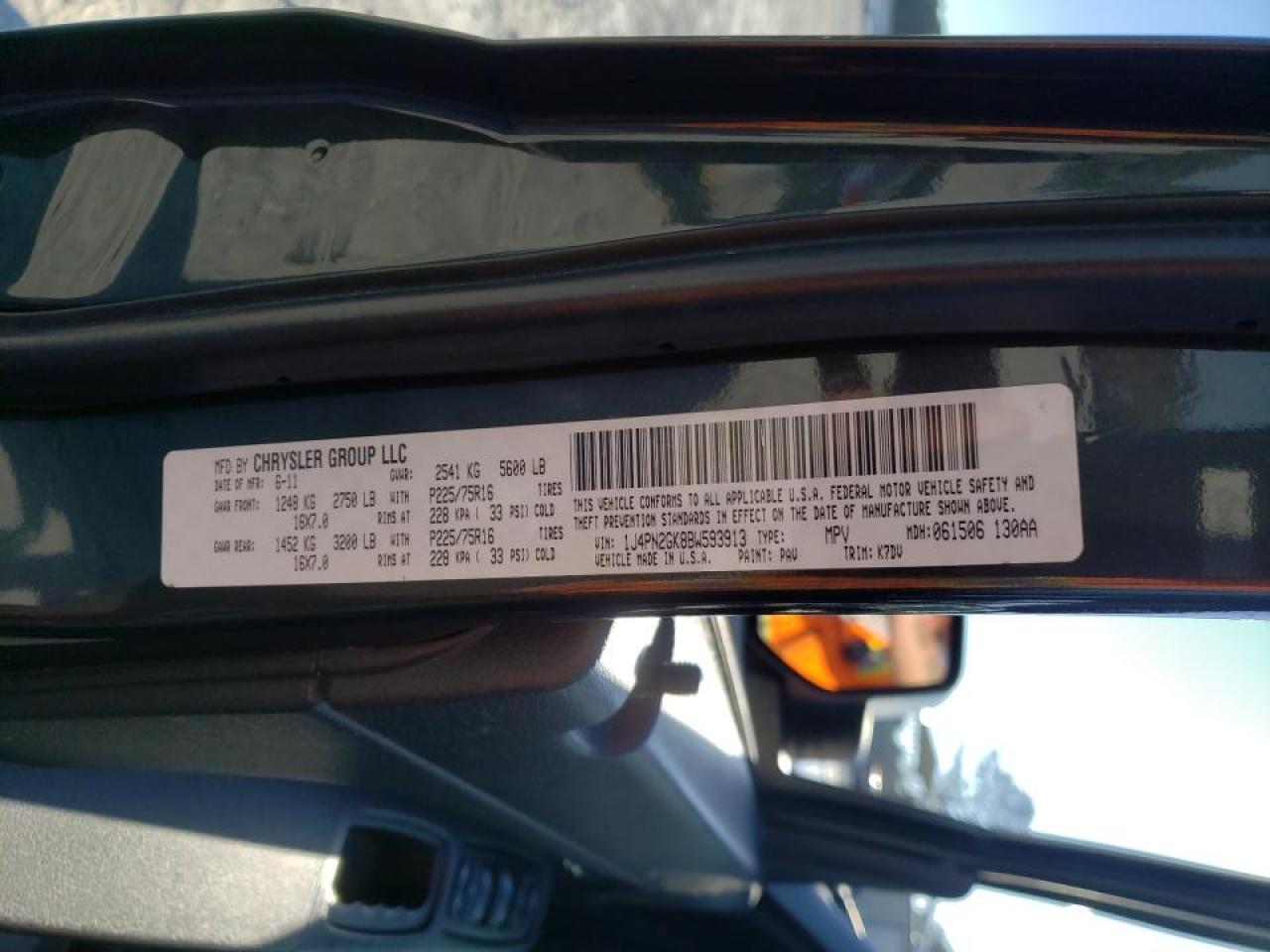 Photo 10 from auction – 2011 JEEP LIBERTY SP with VIN 1J4PN2GK8BW593913